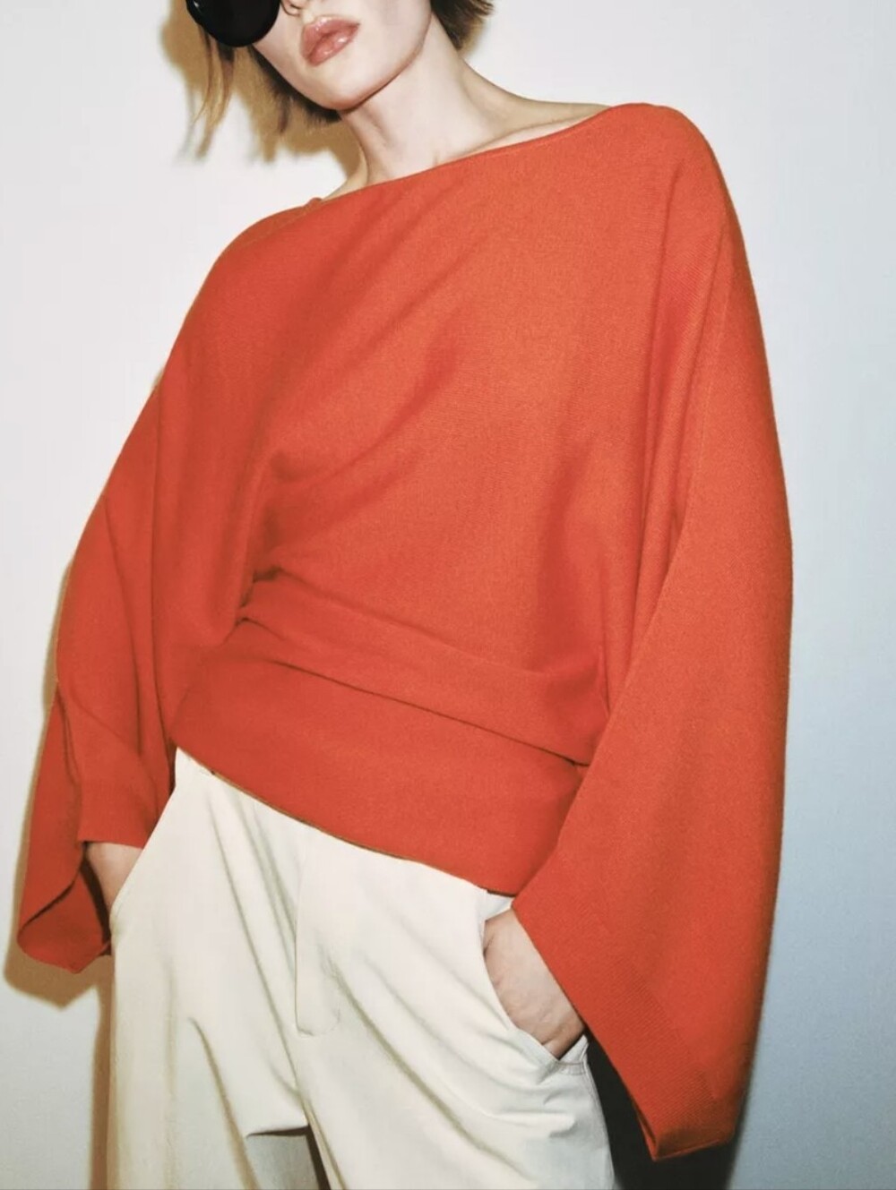 Zara-M- Bright Orange Boat Neck Sweater